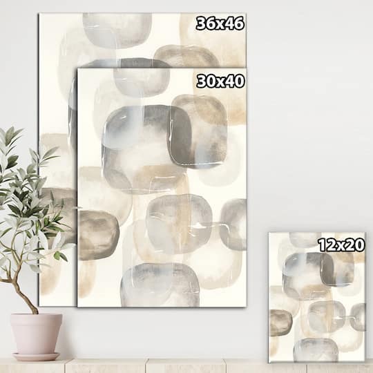 Designart - Neutral Oval Grey Stones II